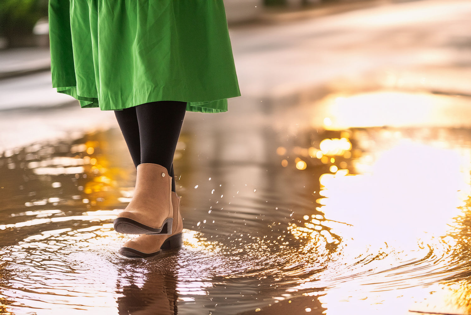 A sleek and modern pair of ankle waterproof boots for women, designed with a weatherproof upper, structured heel, and flexible sole for all-day comfort.