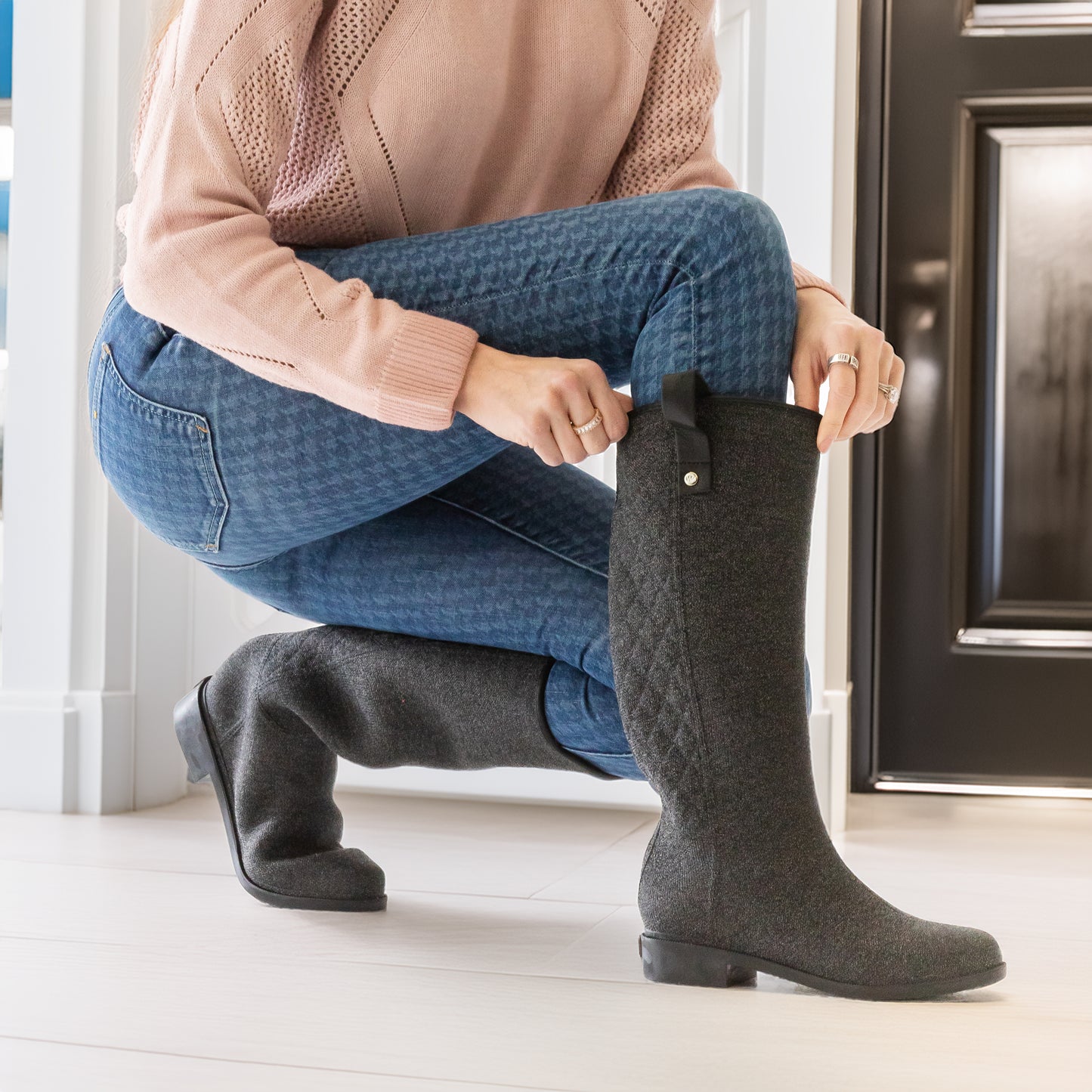 Elegant waterproof dress boots for women, designed for both casual and equestrian-inspired looks.